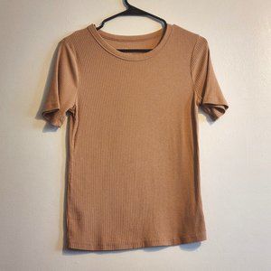 A New Day Tan Short-Sleeved Top